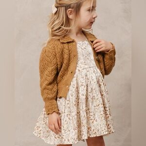 Nora Lee Knit Sweater Cardigan and Luisa Gold Floral Dress 2pc Set 2Y